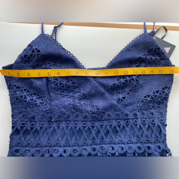 GUESS Navy Blue Lace Fit and Flare Dress Size 12 - Picture 16 of 17